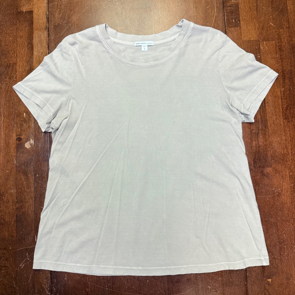 James‎ Perse T-Shirt Womens 3 Gray WLJ3114 Combed Cotton Short Sleeve Crew Neck
